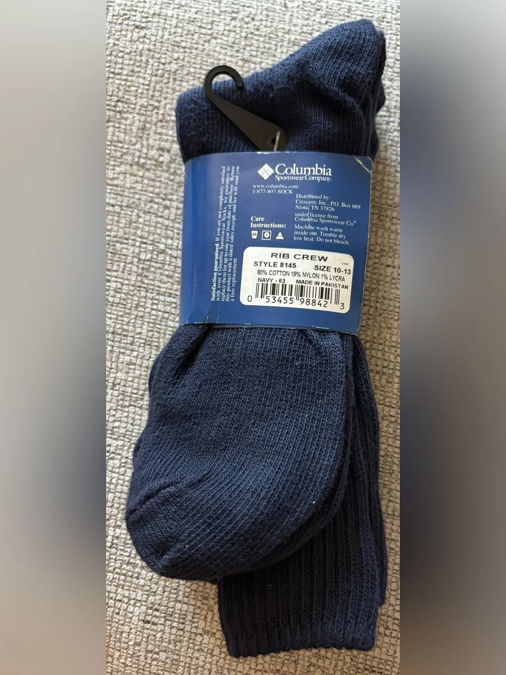 NWT Columbia Men's Navy Crew Socks - 3-pack